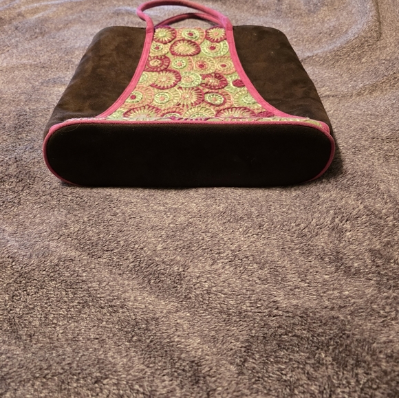 Lulu Guinness Vintage Embroidered Brown and Pink Tote Bag - Picture 8 of 8